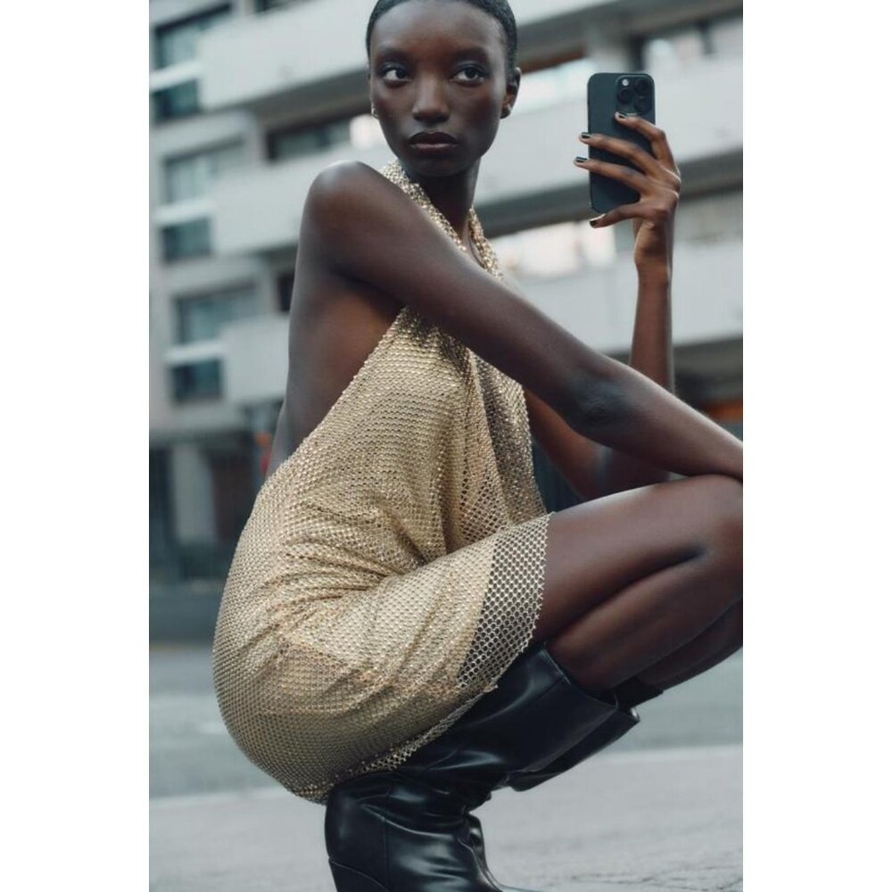 ZARA SPARKLY HALTERNECK DRESS - Picture 4 of 8